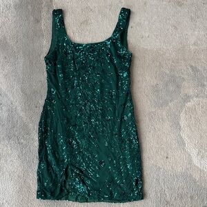Elegant Green Sequin Midi Dress